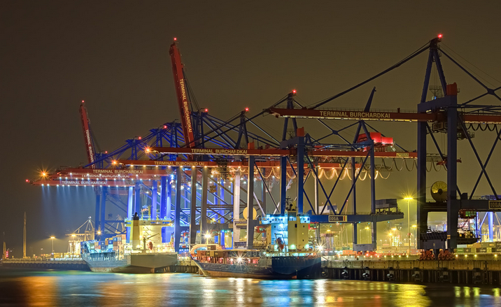 Comparison before & after lighting retrofit for port